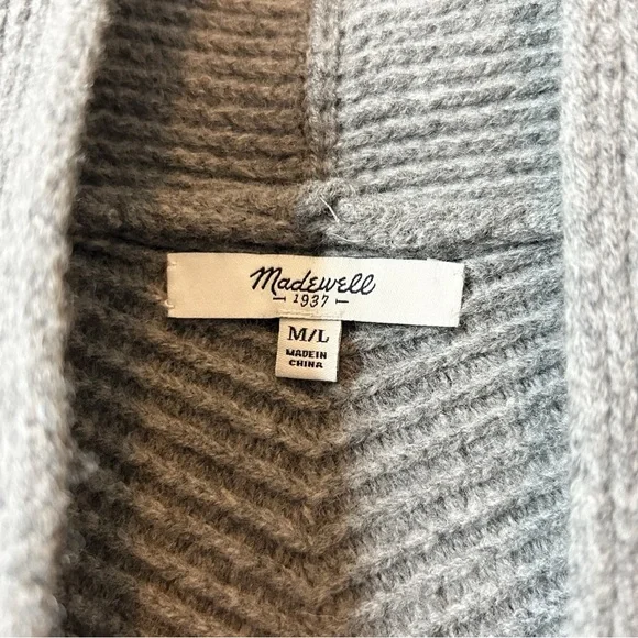 Madewell Heather Gray Women's 100% Merino Wool Sculptor Open Cardigan Sz M/L - Picture 9 of 15